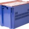 Ящик 600х400х400 дно сплошное, стенки перфорированные, с оранжевой крышкой, Safe PRO цв. синий