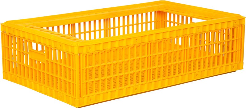 Ящик для перевозки живой птицы 970х570х270 перфорированный желтый БЕЗ КРЫШКИ