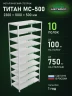 Стеллаж металлический Титан МС-500 2300х1000х500 10 полок Стеллаж металлический Титан МС-500 2300х1000х500 10 полок